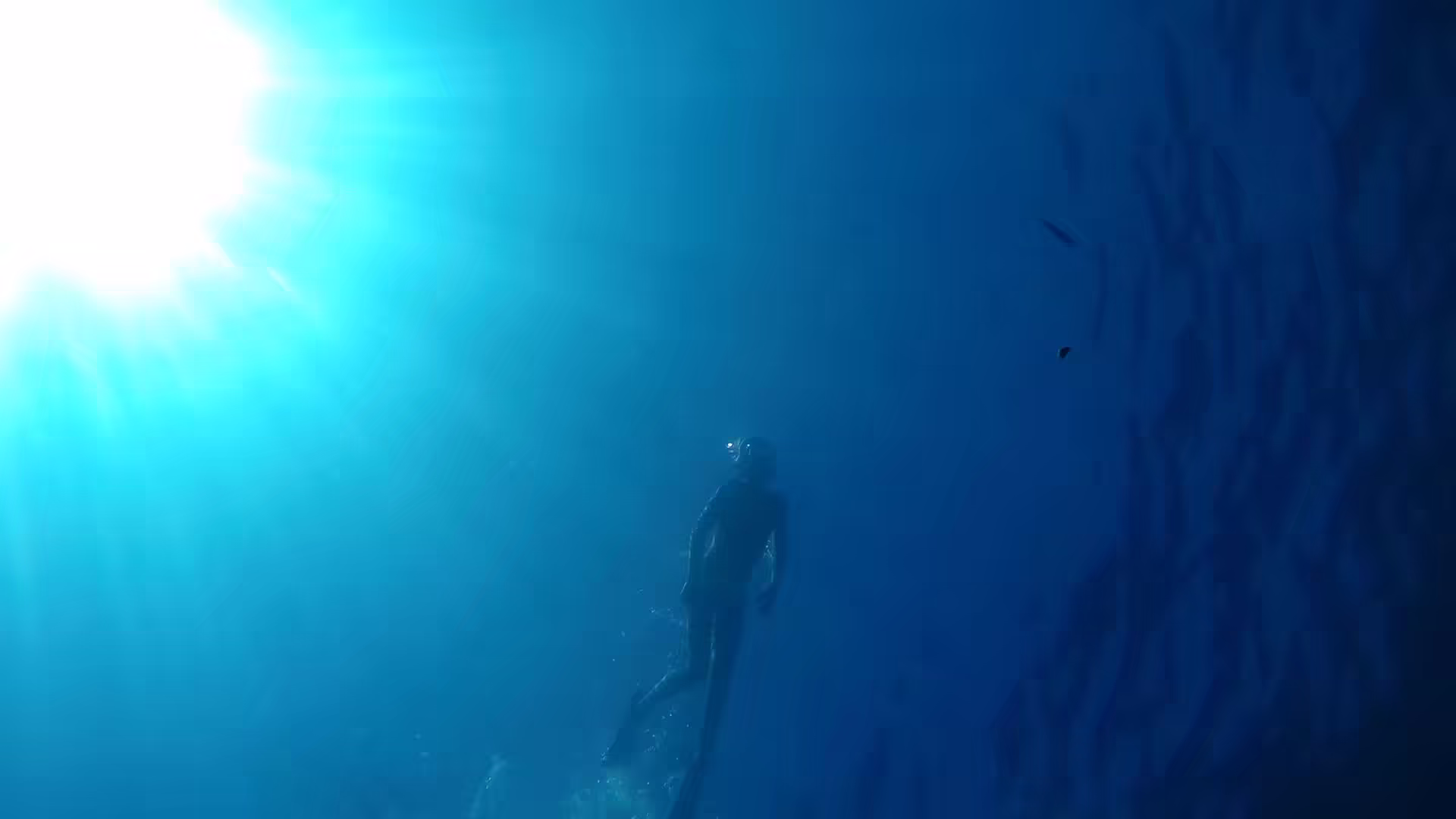 Freediving in blue water
